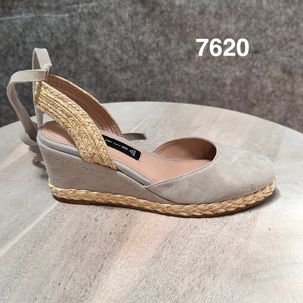 Steven by Steve Madden Charly Grey Suede Espadrille Wedge Ankle Tie Sandals 6.5M